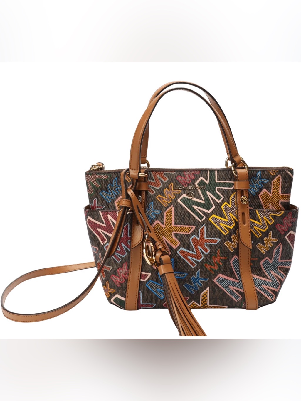 Michael Kors Women’s Sullivan Leather Authentic Multi-Logo Convertible Satchel